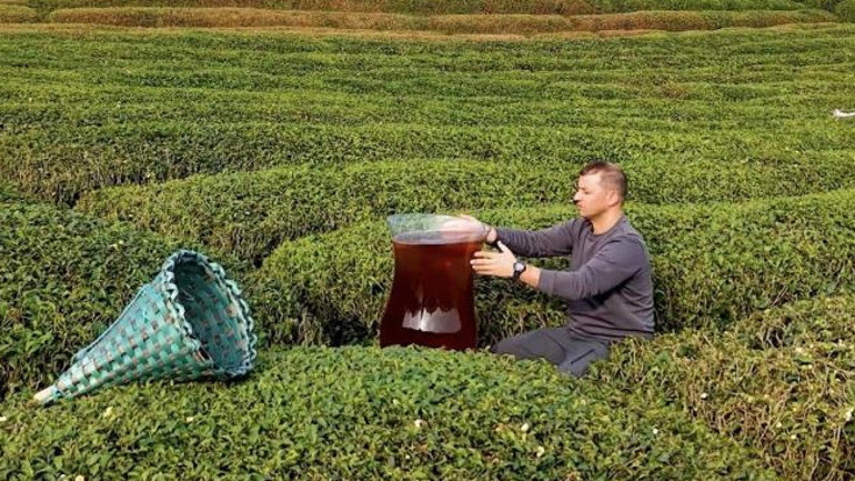 Rize'de dev çay bardağıyla çekim