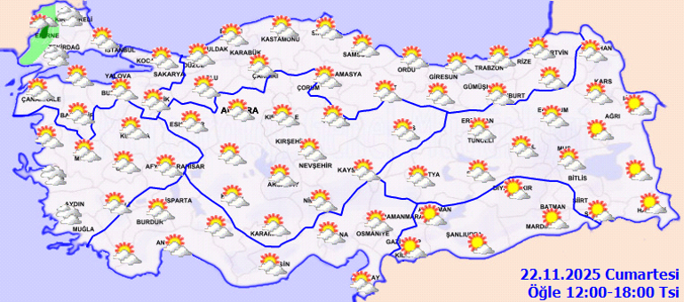 HAVA DURUMU TAHMİNLERİ İL İL | Bugün (22 Kasım) hava nasıl olacak, İstanbulda hafta sonu yağmur var mı Meteorolojiden 2 ile son dakika yağış uyarısı
