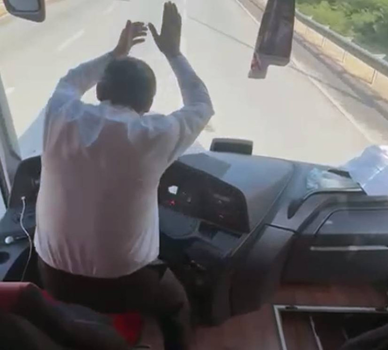 Maç yolculuğunda çekilen görüntüler