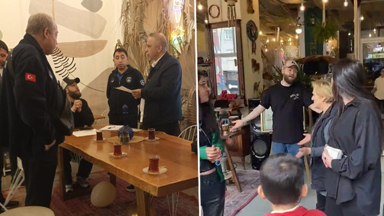 Kafe önünde yaşanan tartışma anından bir kare