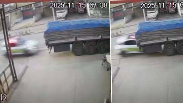 Manisa'daki trafik kazası sonrası polis araç görüntüsü