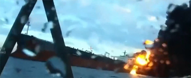 Son dakika haberi... Karadenizde iki gemide patlama meydana gelmişti Ukrayna gemiye saldırı anını paylaştı