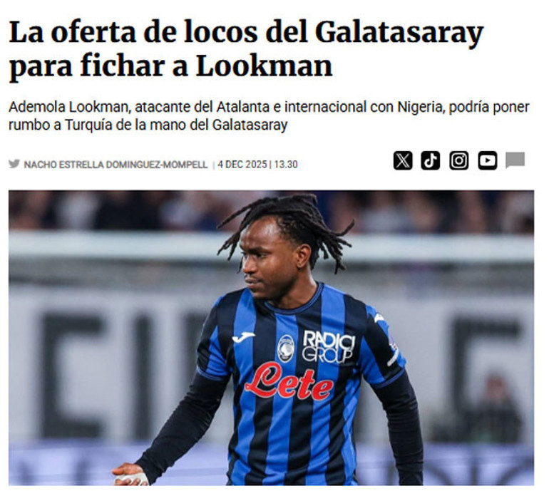 Galatasaray, Lookman için tarihi transfer teklifi yaptı İşte bonservisi ve maaşı