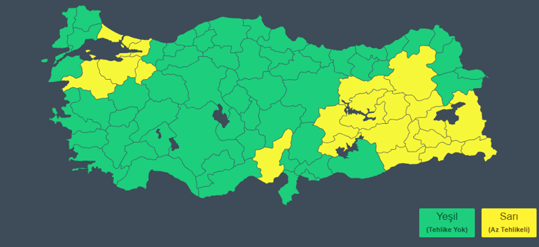 Şiddetli yağış bölgeleri