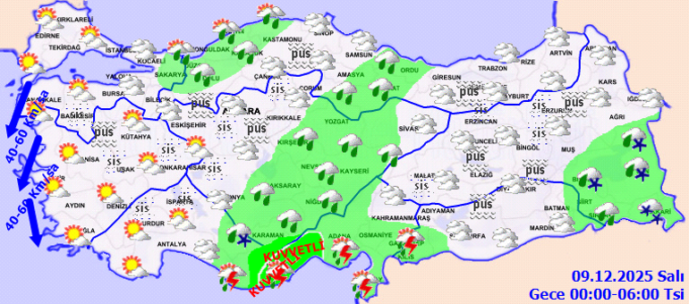 SON DAKİKA HAVA DURUMU METEOROLOJİ TAHMİNLERİ İL İL | Bugün (9 Aralık) hava nasıl olacak, bu hafta yağmur yağacak mı Meteorolojiden kuvvetli kar ve fırtına uyarısı