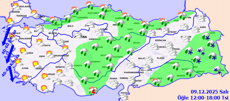 4 il için sarı kodlu alarm: Kuvvetli kar geliyor Meteorolojiden kuvvetli yağış ve fırtına uyarısı