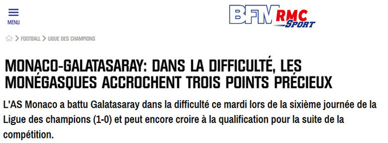 Galatasarayın Monaco mağlubiyeti Fransız basınında: Türkleri öldüren yara