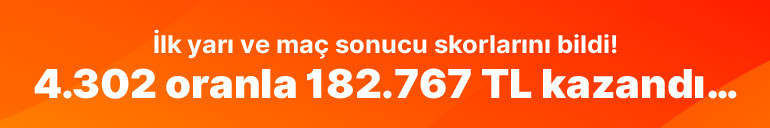 İlk yarı ve maç sonucu skorlarını bildi 4.302 oranla 182.767 TL kazandı…