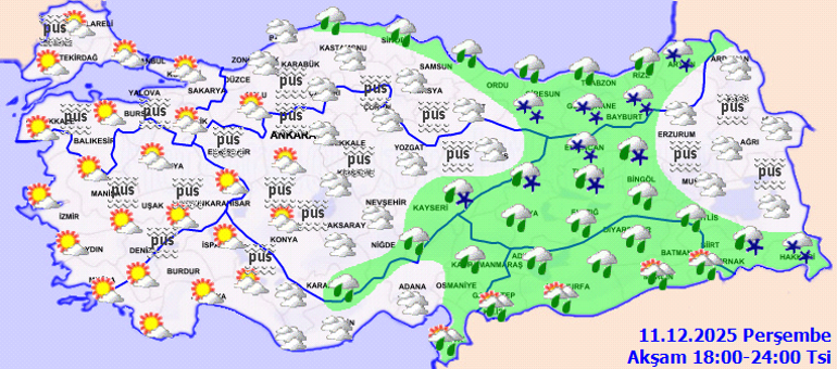 11 Aralık bölge bölge hava durumu | Meteorolojiden kar, sağanak, pus ve sis uyarısı
