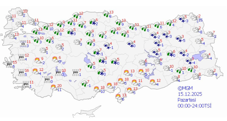 Meteorolojiden yeni hafta için kar ve yağmur uyarısı