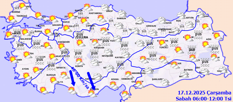 Meteoroloji 17 Aralık raporunu yayımladı: Ülke genelinde yağış yok Buzlanma, don ve sise dikkat