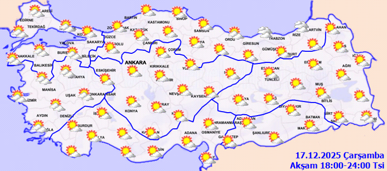 Meteoroloji 17 Aralık raporunu yayımladı: Ülke genelinde yağış yok Buzlanma, don ve sise dikkat