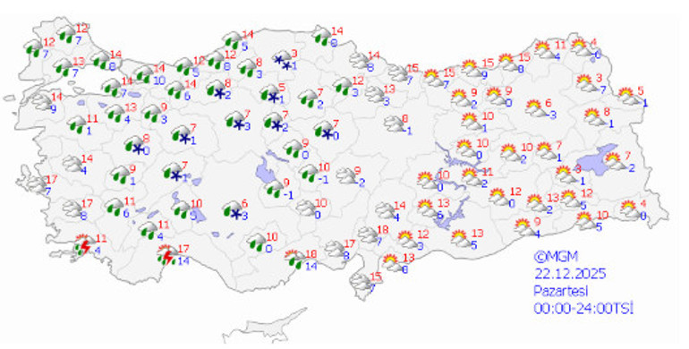  10 ilde kar, 28 ilde sağanak alarmı