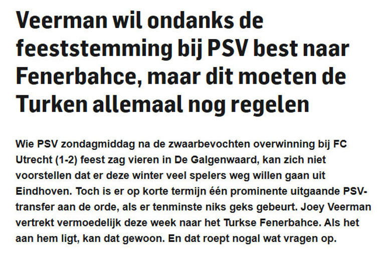 Veerman, Fenerbahçenin transfer teklifini kabul etti Bonservis şartı açıklandı