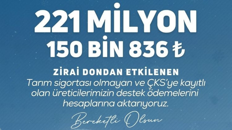 Bakan Yumaklı’dan zirai don desteği açıklaması