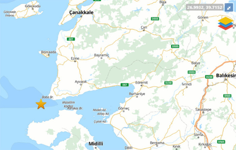 Son dakika... Çanakkale açıklarında 4 büyüklüğünde deprem