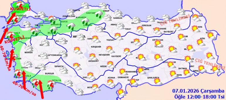 Son dakika hava durumu tahminleri il il | Bugün (6 Ocak 2026) hava nasıl olacak, İstanbulda yağmur ve kar var mı Meteorolojiden Edirne ve Kırklareliye sağanak yağış uyarısı