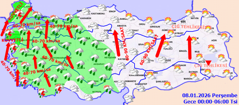 Bugün (8 Ocak Perşembe) hava nasıl olacak İstanbula kar yağacak mı Meteoroloji hava durumu tahminlerini il il yayınladı Son dakika kar ve yağmur uyarısı