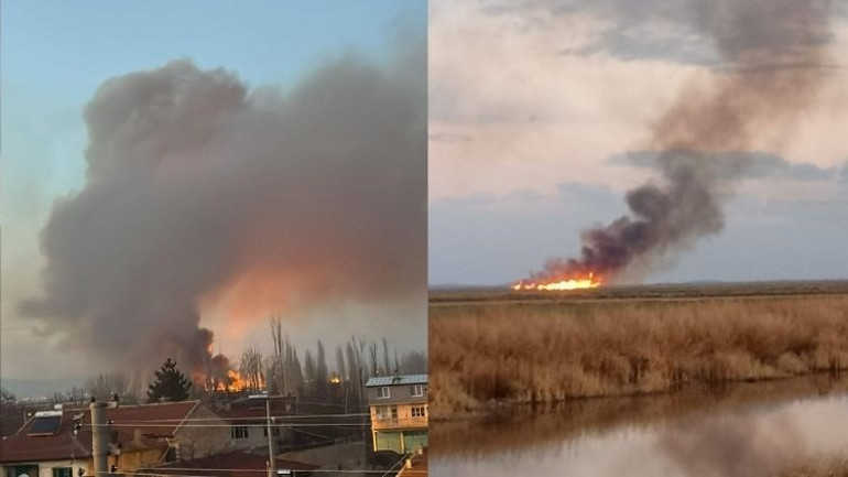 Türkiye’nin 12’nci gölü Eber’i kuraklık vurdu, 5 farklı noktada yangın çıktı