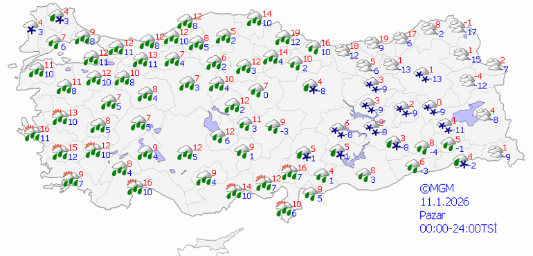Bugün (11 Ocak) hava nasıl olacak İstanbula bugün kar ve yağmur yağacak mı Meteorolojiden bazı iller için kuvvetli sağanak uyarısı İl il hava durumu tahminleri yayınlandı