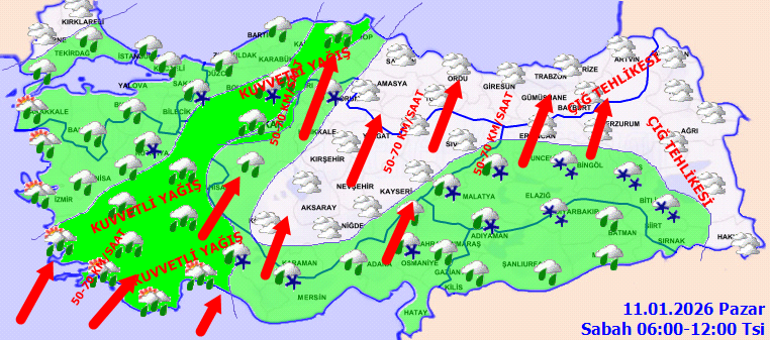 Bugün (11 Ocak) hava nasıl olacak İstanbula bugün kar ve yağmur yağacak mı Meteorolojiden bazı iller için kuvvetli sağanak uyarısı İl il hava durumu tahminleri yayınlandı