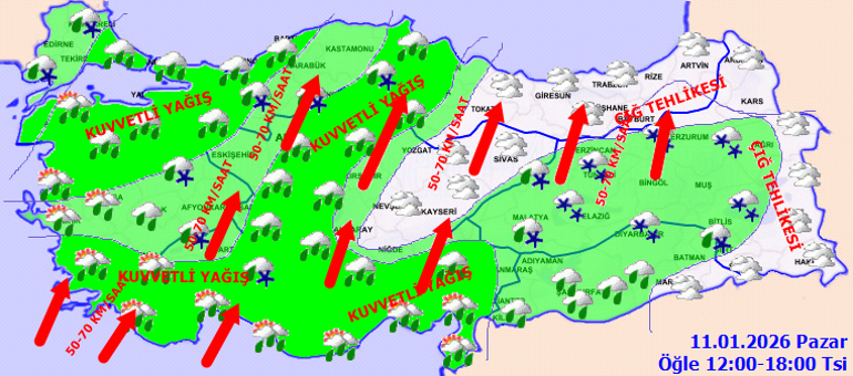 Bugün (11 Ocak) hava nasıl olacak İstanbula bugün kar ve yağmur yağacak mı Meteorolojiden bazı iller için kuvvetli sağanak uyarısı İl il hava durumu tahminleri yayınlandı