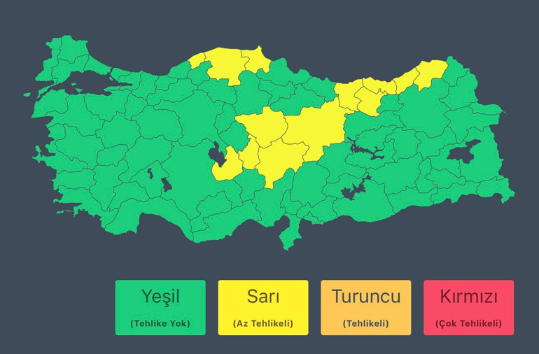 İçişleri Bakanlığından 13 il için sarı kodlu meteorolojik uyarı Kuvvetli kar yağışı, buzlanma, don ve çığ tehlikesi... İstanbula karla karışık yağmur geliyor