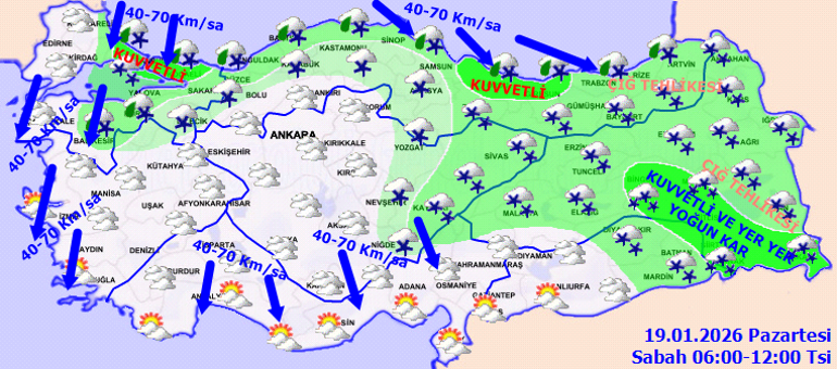 SON DAKİKA KAR YAĞIŞI UYARISI 19 OCAK 2026 | Pazartesi günü hava nasıl olacak Bugün İstanbulda kar var mı Meteoroloji hava durumu tahminleri il il yayınlandı