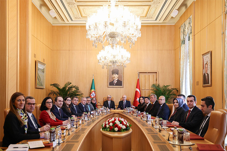 TBMM Başkanı Kurtulmuş, Portekiz Cumhuriyet Meclisi Başkanı Aguiar-Branco ile Mecliste görüştü