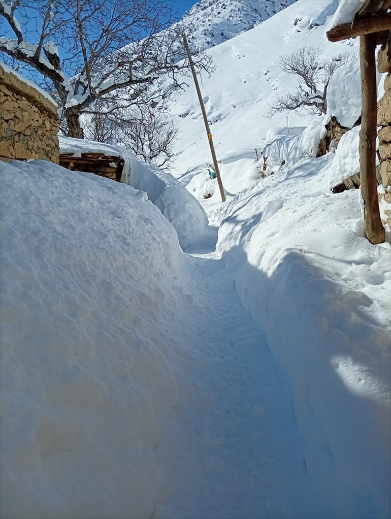 Kar kalınlığı 2 metreyi aştı, bazı evler kara gömüldü Çözümü tünel kazmakta buldu