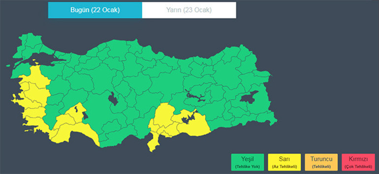  15 ilde alarm verildi