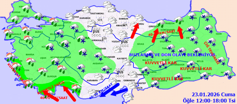 Bugün (23 Ocak) hava nasıl olacak, İstanbulda kar yağacak mı Son dakika kar ve sağanak yağış uyarısı: Meteoroloji hava durumu tahminleri il il yayınlandı Meteoroloji saat verdi