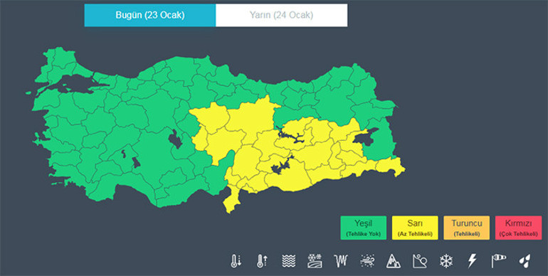  Kar, yağış ve fırtına uyarısı 23 il için sarı alarm