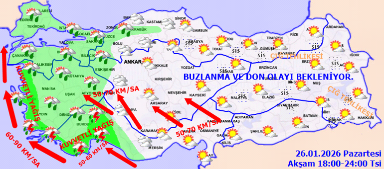 22 il için sarı kodlu meteorolojik uyarı Kuvvetli yağış ve fırtınaya dikkat