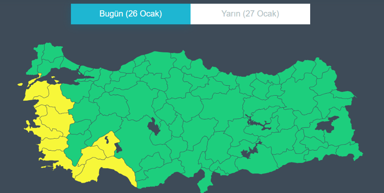 Sarı kodlu uyarı kapsamındaki iller