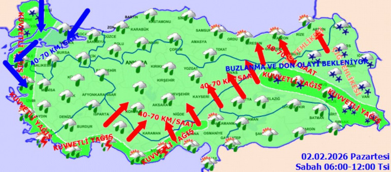  Tüm yurt yağış ve fırtınanın etkisi altında 53 il için alarm verildi