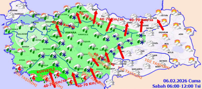 SON DAKİKA GÜNÜN HAVA DURUMU TAHMİNLERİ İL İL | Bugün (6 Şubat) hava nasıl olacak İstanbulda kar yağacak mı Meteorolojiden fırtına ve gök gürültülü sağanak uyarısı