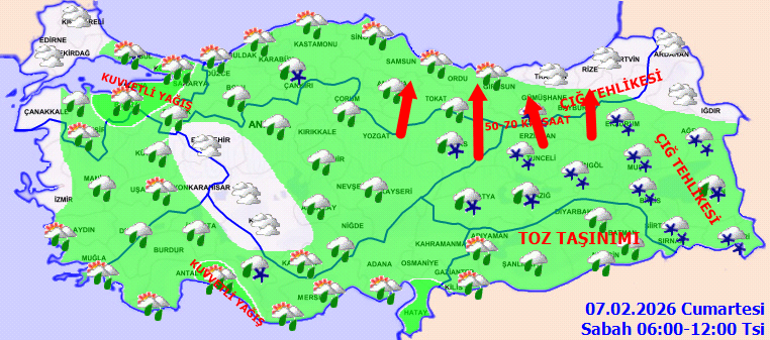 SON DAKİKA HAVA DURUMU TAHMİNLERİ İL İL | Hafta sonu için sağanak uyarısı Bugün (7 Şubat) hava nasıl olacak İstanbula yağmur ve kar yağacak mı