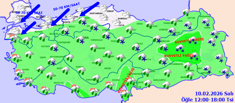 SON DAKİKA KAR YAĞIŞI UYARISI | Bugün (10 Şubat) hava nasıl olacak Yağmur ve kar var mı Meteoroloji hava durumu tahminleri il il yayınlandı