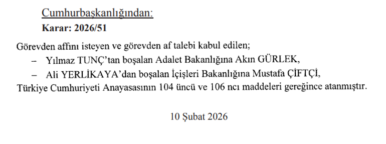 Son dakika... İçişleri Bakanı ve Adalet Bakanı değişti