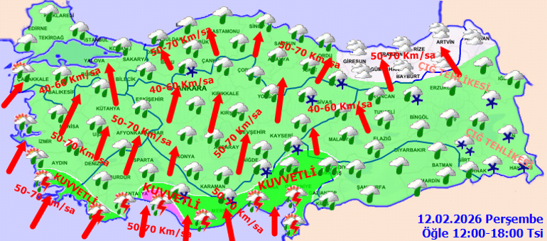 SON DAKİKA KAR VE YAĞMUR UYARISI | Bugün (12 Şubat) hava nasıl olacak Perşembe günü İstanbulda kar var mı Meteoroloji hava durumu tahminleri il il yayınlandı