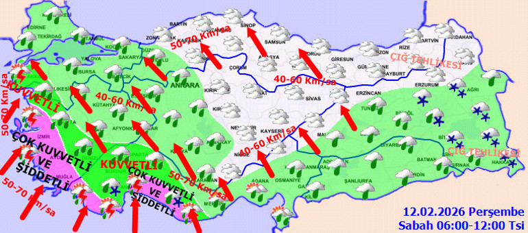  Çok kuvvetli sağanak ve fırtına bekleniyor Sel, rüzgar, hortum, tipi, heyelan, kar uyarısı...