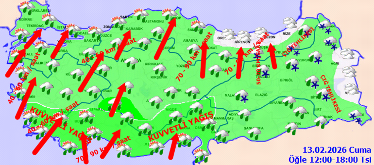 SON DAKİKA GÜNÜN HAVA DURUMU TAHMİNLERİ İL İL | Bugün (13 Şubat) hava nasıl olacak Hafta sonu İstanbulda kar ve yağmur var mı Meteorolojiden 15 ile kuvvetli yağış uyarısı