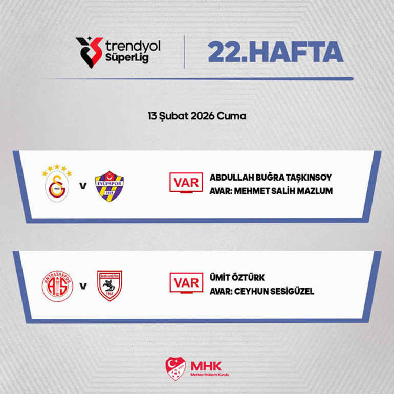 Galatasaray-Eyüpspor maçının VAR hakemi belli oldu