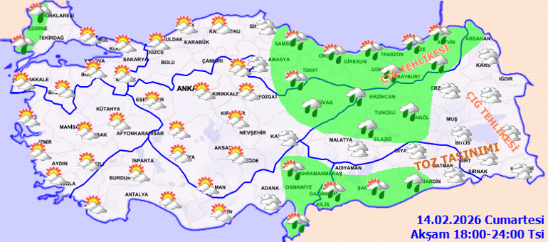  Kuvvetli kar yağışı, sağanak, fırtına, çığ tehlikesi, toz taşınımı... | 8 il için sarı kodlu alarm
