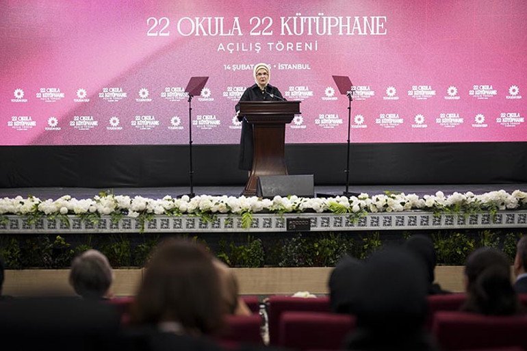 Emine Erdoğan, TOGEMDERin 22 Okula 22 Kütüphane projesinin açılış töreninde konuştu