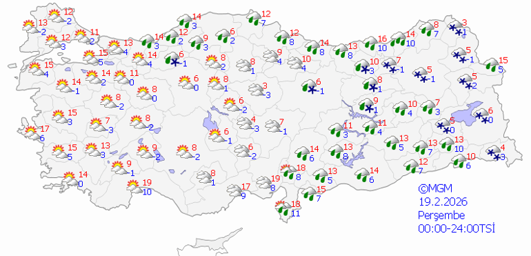 SON DAKİKA HAVA DURUMU TAHMİNLERİ İL İL | Bugün (19 Şubat) hava nasıl olacak İstanbulda kar var mı Meteorolojiden yeni kar ve sağanak uyarısı