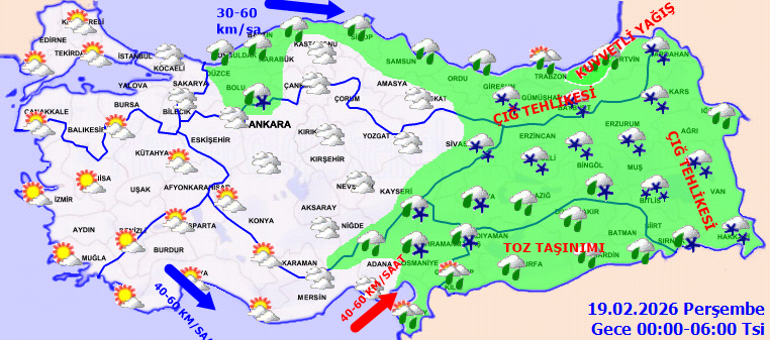 SON DAKİKA HAVA DURUMU TAHMİNLERİ İL İL | Bugün (19 Şubat) hava nasıl olacak İstanbulda kar var mı Meteorolojiden yeni kar ve sağanak uyarısı