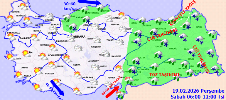 SON DAKİKA HAVA DURUMU TAHMİNLERİ İL İL | Bugün (19 Şubat) hava nasıl olacak İstanbulda kar var mı Meteorolojiden yeni kar ve sağanak uyarısı