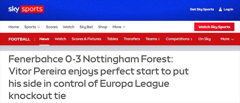 Fenerbahçenin Nottingham Forest yenilgisi İngilterede manşetlerde: Her hafta sizinle oynayabilir miyiz , Fenerbahçe daha ağır bir yenilgiden kurtulduğu için şanslı